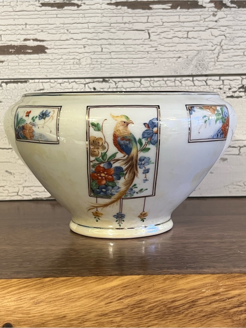 1920s Art Deco Royal Rochester Golden Pheasant Centerpiece Bowl VTG Fraunfelter